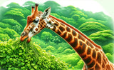 Giraffe and tropical leaves design file showing intricate pattern details and vibrant colors