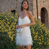 Sequin Cocktail Dress  Teal Fringe Detail - Product example