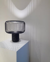 Modern Table Lamp  Black Marble Base with Wire Cage Shade - Product detail 4