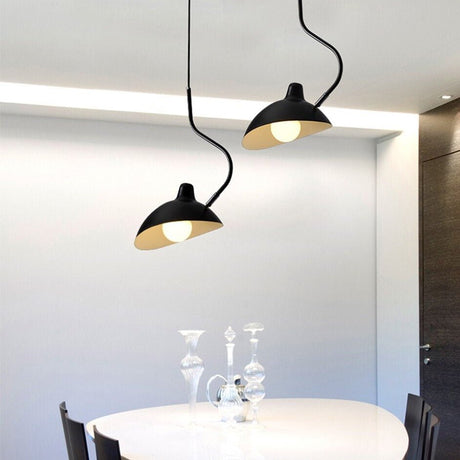 Modern Metal Pendant Light  Curved Neck Black Dome Shade - Product detail 5