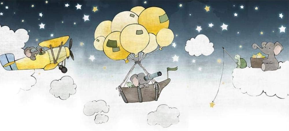 Design file of flying elephants and stars pattern on white background