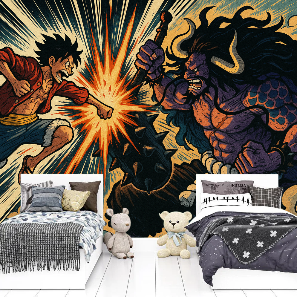 One Piece Mural Wallpaper  Ultimate Pirate Battle Scene - Detailed wallpaper pattern view