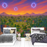 Fortnite Gamer Mural Wallpaper  Iconic Locations Panorama - Detailed wallpaper pattern view
