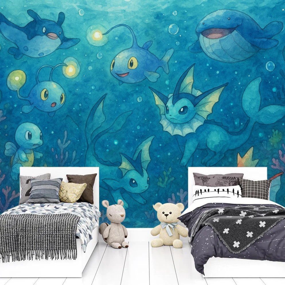 Gamer Mural Wallpaper  Underwater Pokemon Paradise - Premium wallpaper design showcase