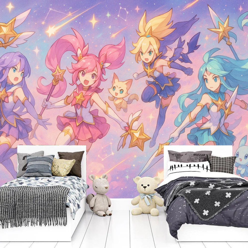 League Of Legends Gamer Mural Bedroom  Stellar Guardian Magic - Detailed wallpaper pattern view
