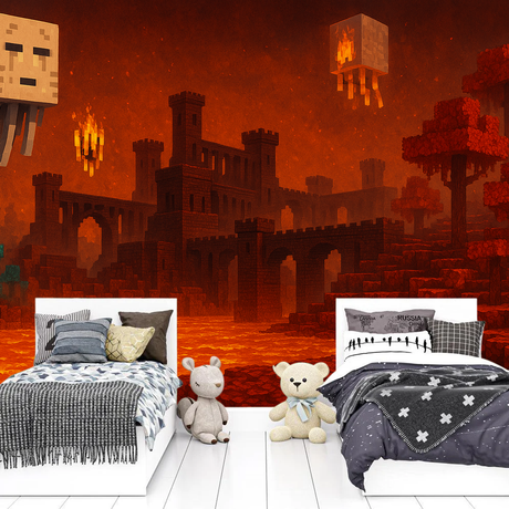 Minecraft Gamer Mural Wallpaper  Nether Realm Adventure - Premium wallpaper design showcase