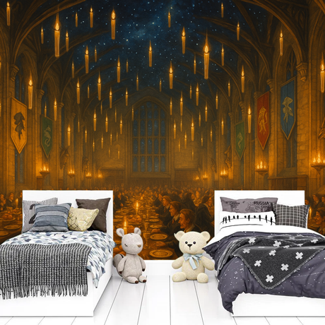 Harry Potter Mural Wallpaper  Magical Feast Hall - Premium wallpaper design showcase