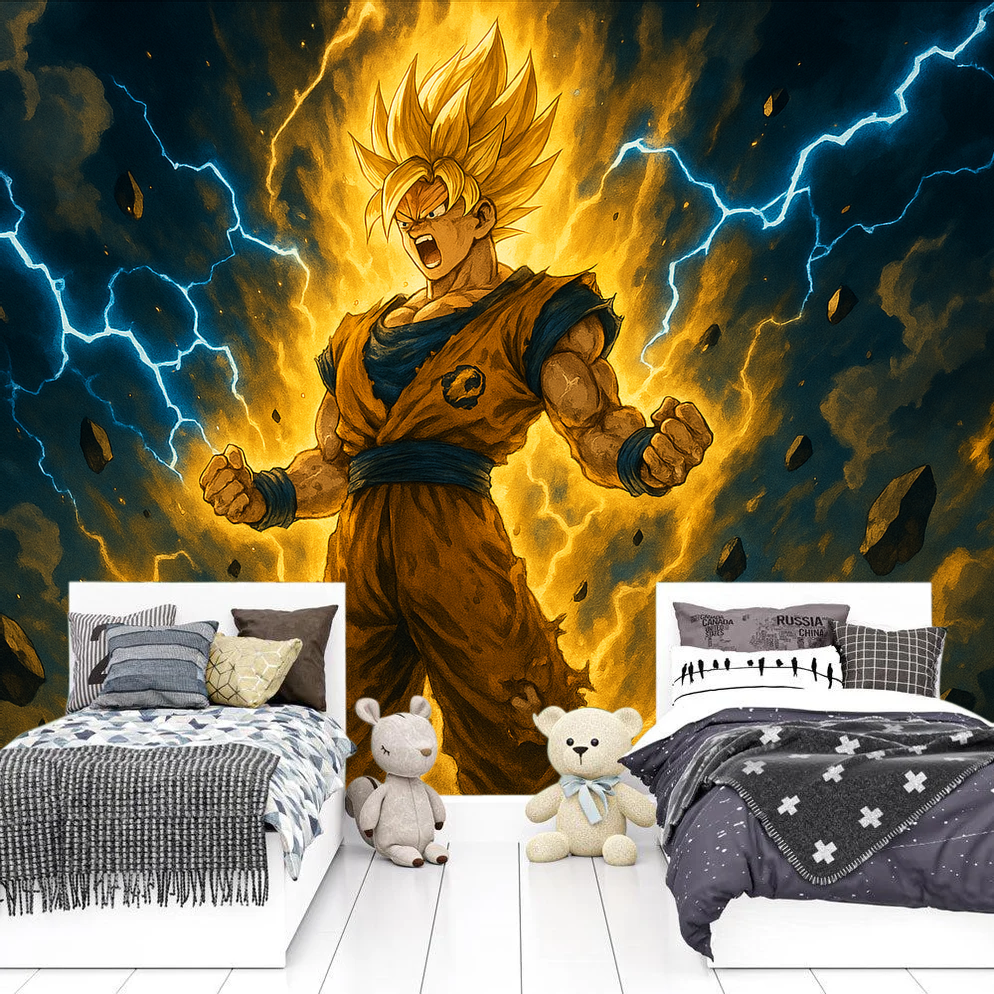 Dragon Ball Z Mural Wallpaper  Super Saiyan Power Unleashed - Detailed wallpaper pattern view