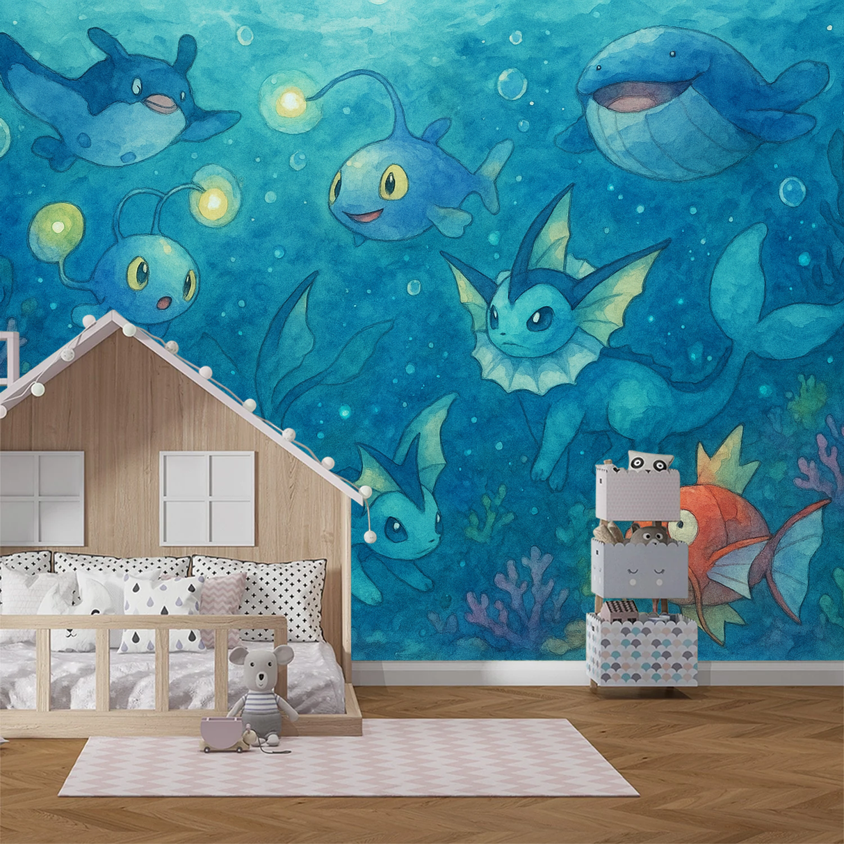 Gamer Mural Wallpaper  Underwater Pokemon Paradise - Detailed wallpaper pattern view