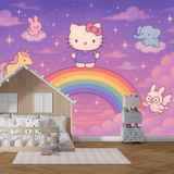Hello Kitty Mural Wallpaper  Rainbow Fantasy - Detailed wallpaper pattern view