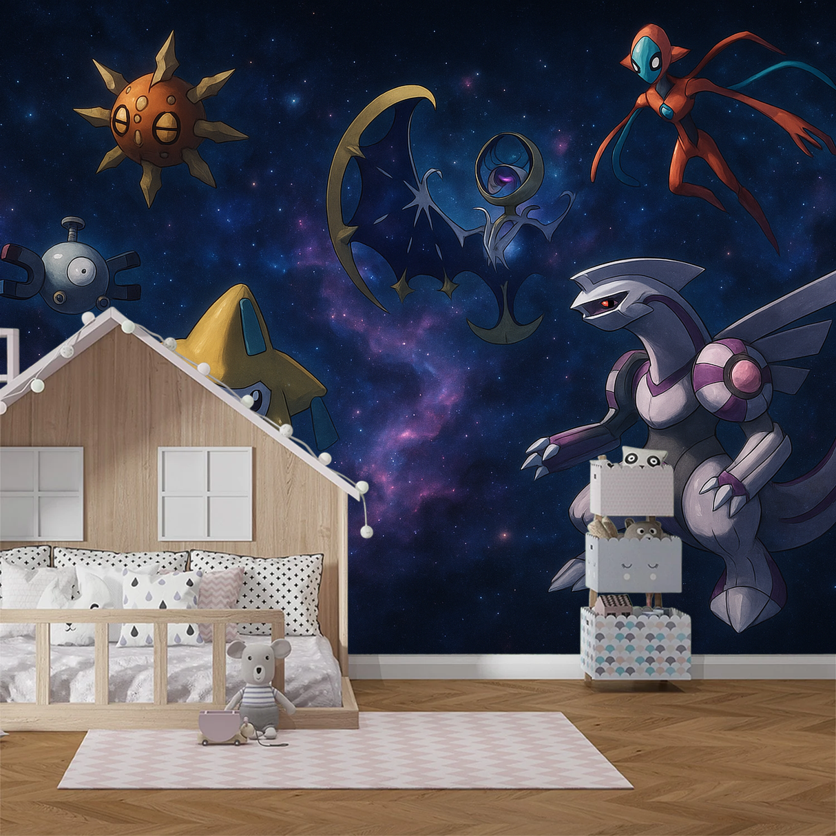 Pokemon Mural Wallpaper  Cosmic Space Journey - Detailed wallpaper pattern view