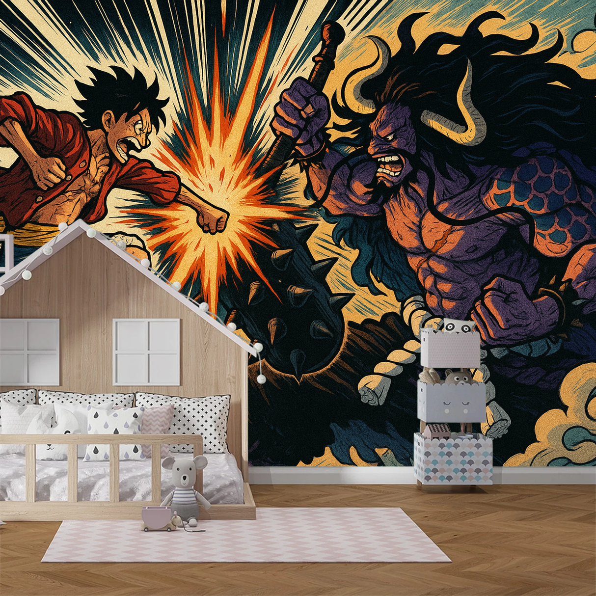 One Piece Mural Wallpaper  Ultimate Pirate Battle Scene - Wallpaper application example