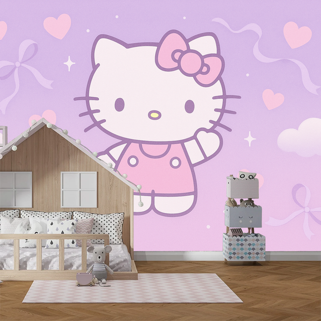 Hello Kitty Mural Wallpaper  Purple Dreams - Premium wallpaper design showcase