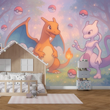 Pokemon Mural Wallpaper  Magical Forest Adventure - Detailed wallpaper pattern view