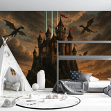 Minecraft Mural Wallpaper  Dragon Castle Kingdom - Wallpaper application example