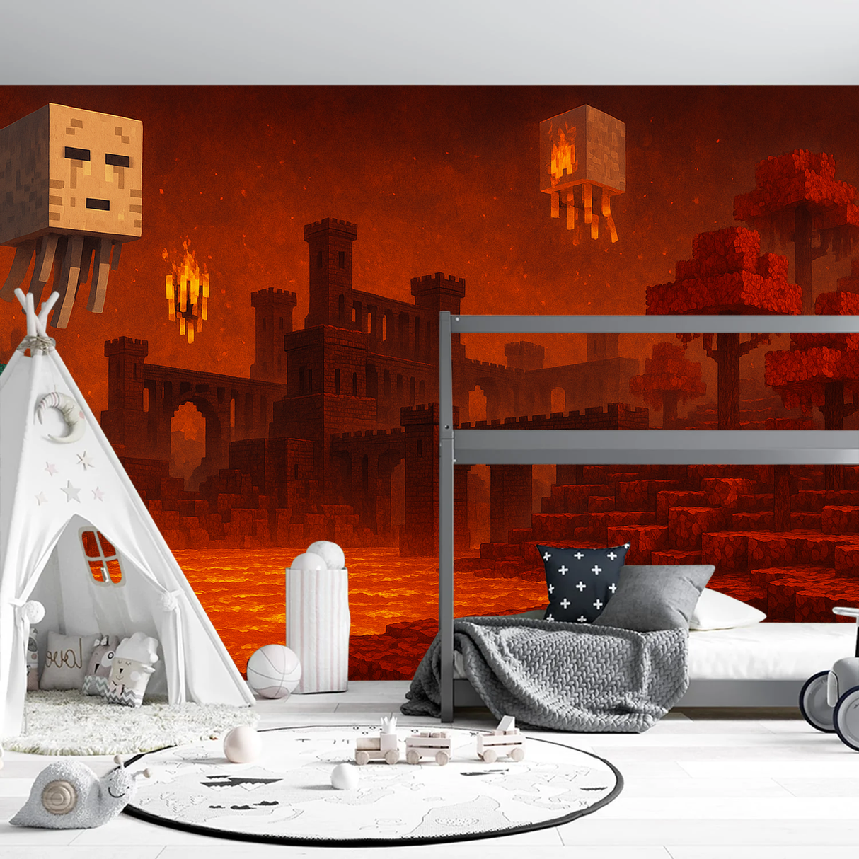 Minecraft Gamer Mural Wallpaper  Nether Realm Adventure - Wallpaper application example