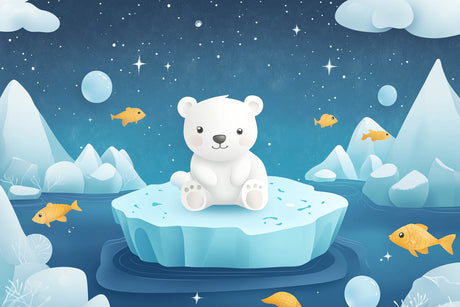 Arctic polar bear with stars and fish design file showing intricate pattern details
