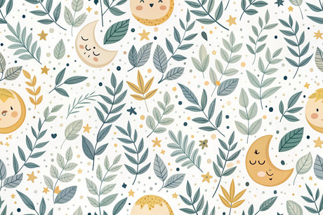 Botanical Moon and Stars Pattern design file showing intricate leaf details and celestial elements