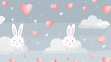 Bunny and hearts nursery wallpaper design file showing full pattern repeat