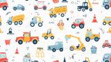 Construction vehicles wallpaper design file showing detailed pattern of trucks and machinery