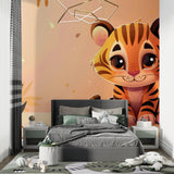 Nursery Tiger Wallpaper creating a peaceful corner in a baby room