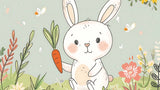 Bunny wallpaper design file showing sweet character with carrot and butterfly details