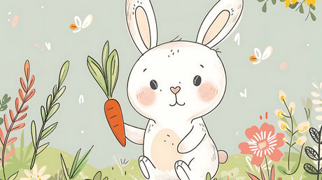 Bunny wallpaper design file showing sweet character with carrot and butterfly details
