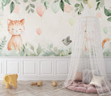 Children's bedroom with playful Cat Wallpaper showing full wall installation