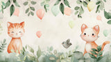 Cat and Balloon Wallpaper design file showing detailed watercolor pattern