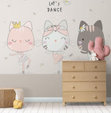 Cat ballet mural creating magic in a girl's reading nook