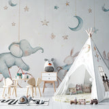 Toddler bedroom with playful animal wallpaper showing scale and full wall application