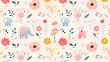 Floral and animal wallpaper design file showing pattern details and true colors