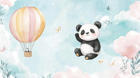 Flying Panda with Hot Air Balloon design file showing intricate pattern and colors
