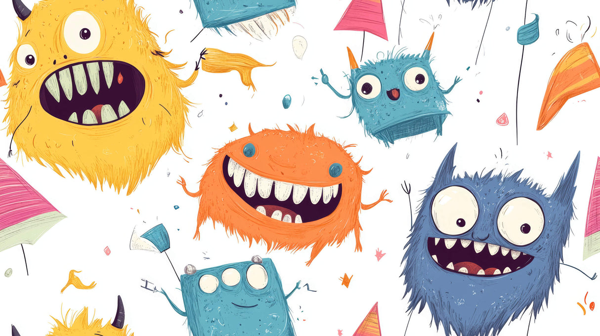 Colorful monster pattern design file showing full repeat and vibrant details