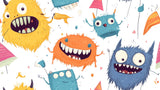 Colorful monster pattern design file showing full repeat and vibrant details