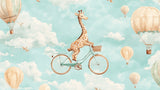 Giraffe cycling with hot air balloons design file showing full pattern details