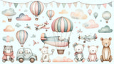 Hot air balloon and teddy bears design file featuring gentle pastel colors and playful pattern details