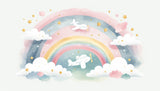 Rainbow Airplane Wallpaper design file with dreamy pastel sky pattern and flying planes