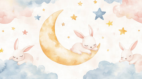 Bunny on moon wallpaper design file showing detailed pattern and soft color palette