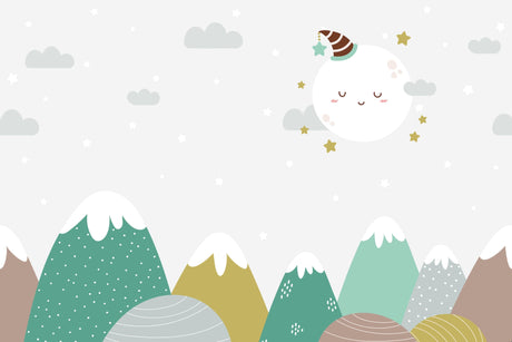 Mountain and moon design file showing detailed pattern of dreamy peaks and starlit sky