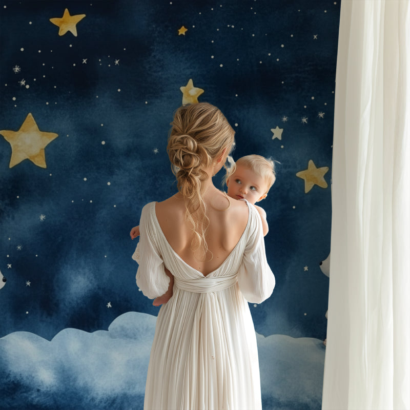 Nursery wall with starry bunny design creating a peaceful sleeping environment