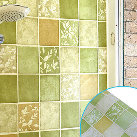 Green floral mosaic wallpaper design file showing detailed pattern and color variations
