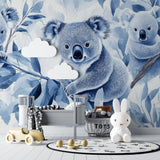 Dreamy koala mural wallpaper showcased in a bright playroom with natural light
