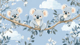 Koala wallpaper design file showing sweet koalas on blue sky with white clouds