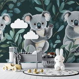 Forest animal wallpaper transforming a kid's bedroom with soft green tones