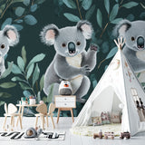 Koala bear mural adding charm to a playroom with natural light