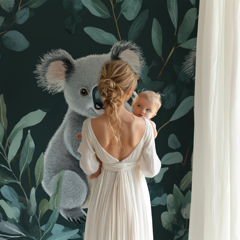 Australian koala wallpaper bringing life to a reading nook corner
