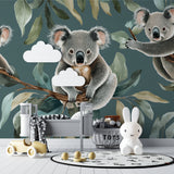 Australian wildlife mural in children's bedroom with reading nook