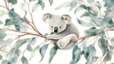 Koala and eucalyptus leaves design file showing intricate pattern details and soft color palette