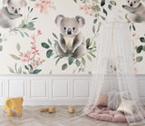 Australian koala wallpaper creating a calm atmosphere in a playroom setting